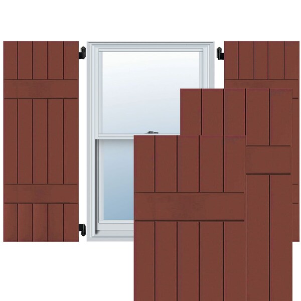 Ekena Millwork Exterior 5 Board (2 Batten) Wood Pine Board-n-Batten Shutters, Country Redwood PR, RWB18X065RWP RWB18X065RWP - main